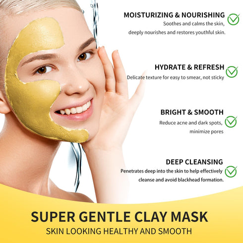 Turmeric Vitamin C Clay Mask, Deep Cleansing Facial Mask with Kaolin Clay and Aloe for Hydrating Skin Care