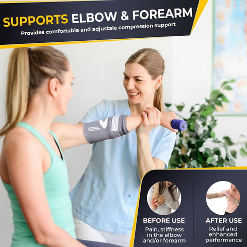 NeoTech Care Elbow Support Brace - Gray Color, Size L, 1 Pair