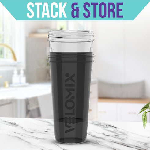 2 Pack 28 oz Protein Shaker Bottles - Leak Proof Shaker Cups for Protein Mixes with 2x Wire Whisk, Black & Transparent