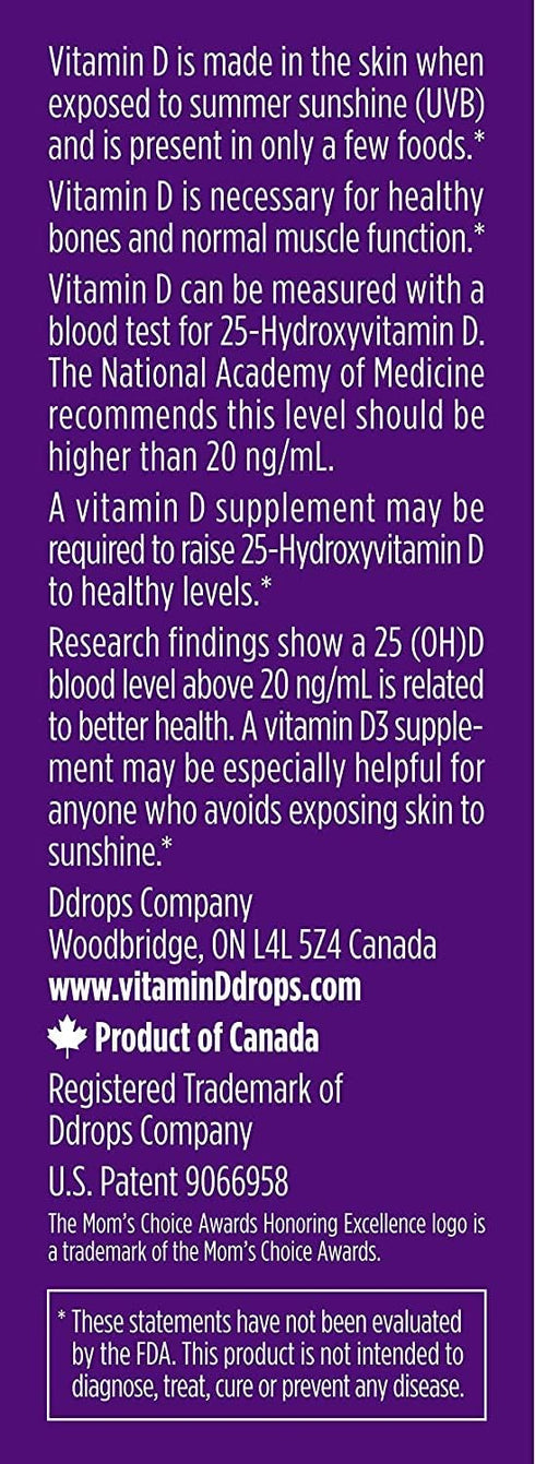 Ddrops Kids Booster 600IU - 100 Drops of Daily Liquid Vitamin D for Kids, Supports Strong Bones & Immune System
