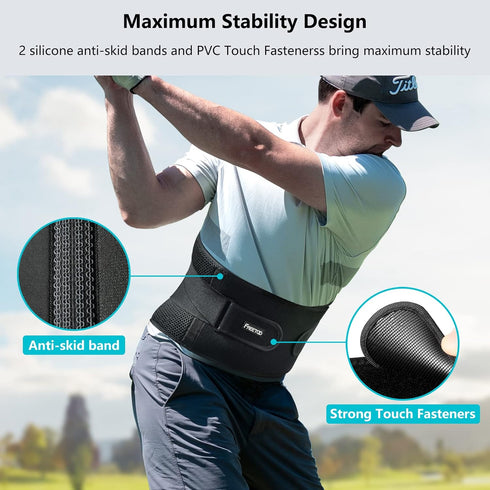 FREETOO Air Mesh Back Brace for Lower Back Pain Relief, Adjustable Support Belt with 7 Stays for Sciatica Scoliosis