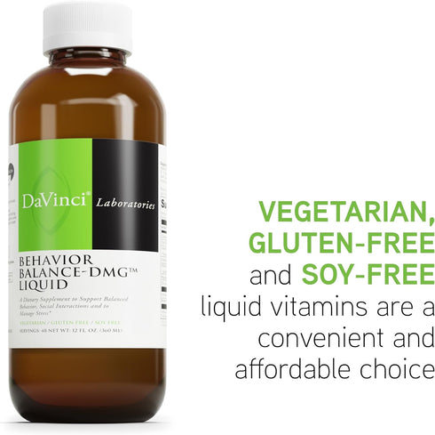 DAVINCI Labs Behavior Balance - DMG Liquid Dietary Supplement for Balanced Behavior & Stress Management - 10.14 Fl Oz