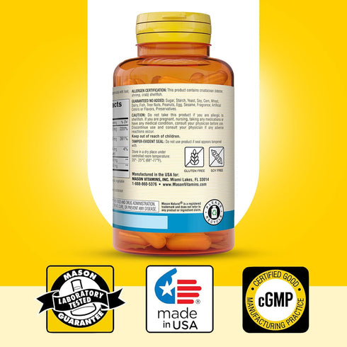 MASON NATURAL Glucosamine Chondroitin 1500/1200 - 3 Per Day with Vitamin C, Supports Joint Health, 280 Capsules