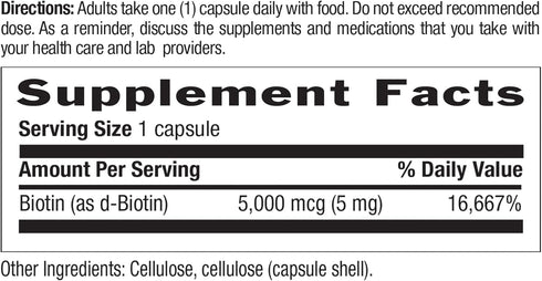 Country Life - Biotin High Potency, 5 mg - 60 Vegan Capsules