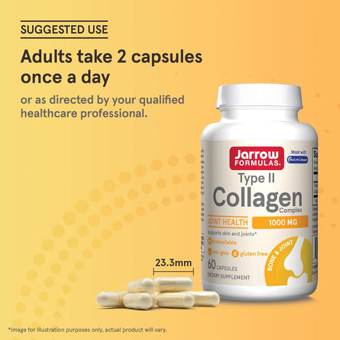 Jarrow Formulas Type II Collagen Complex, 1000 mg Supplements, 60 Capsules, 30 Day Supply, Supports Skin and Joint
