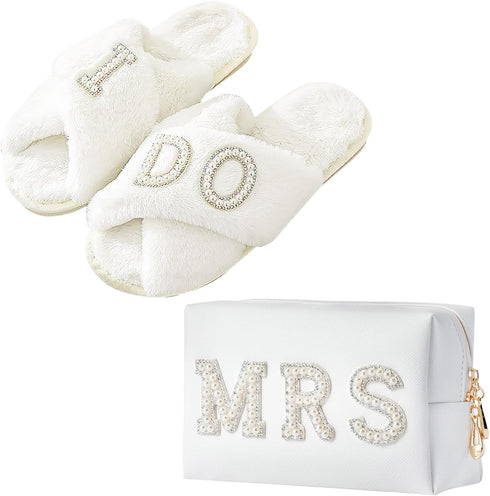 Bride To Be Gift Set, Bride Makeup Bag, I Do Bride Slippers, Robe, Hair Clip, Wedding Gifts