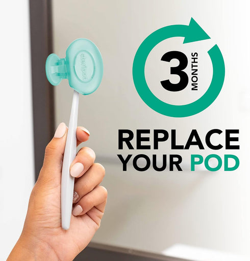 Steripod Clip-On Toothbrush Protector, Peppermint Essential Oils, Keeps Toothbrush Fresh, Travel Accessories, 2 Count