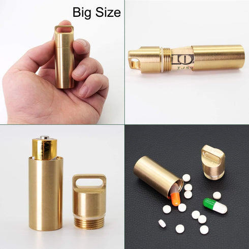 3 Air-Tight EDC Accessory Case, Pill Fob Capsule Keychain, Waterproof Match Case, Battery Holder, Outdoor Survival