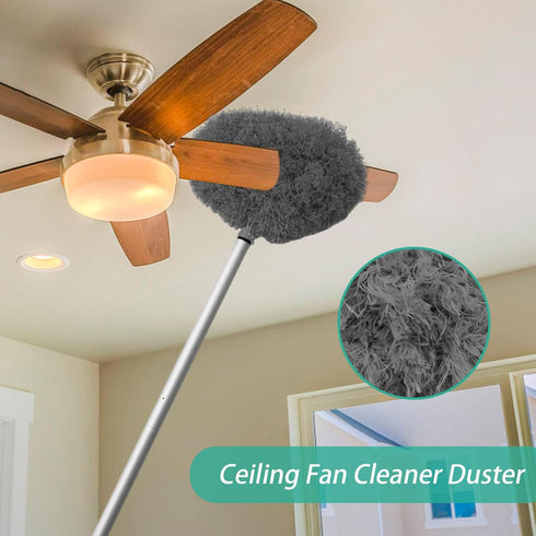 Ceiling Fan Cleaner Duster, Reusable Microfiber Blade Cleaner with Extendable Long Handle (Gray)