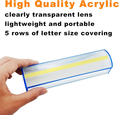 MAGDEPO 3X Dome Top Bar Magnifier, 6" Optical Tool with Clip for Reading Small Prints and Maps