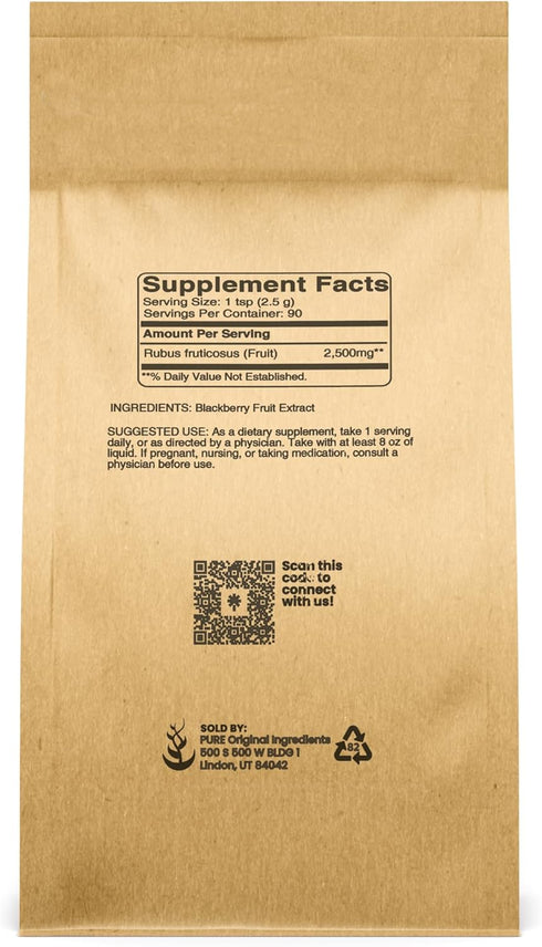 PURE ORIGINAL INGREDIENTS Blackberry Fruit Extract (8 oz), 4:1 Powder, Fine Powder, Supplement & Additive