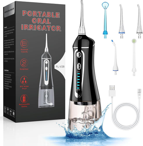 Cordless Water Flosser for Teeth, Rechargeable Oral Irrigator with 7 Clean Settings, Portable Dental Flosser for Braces
