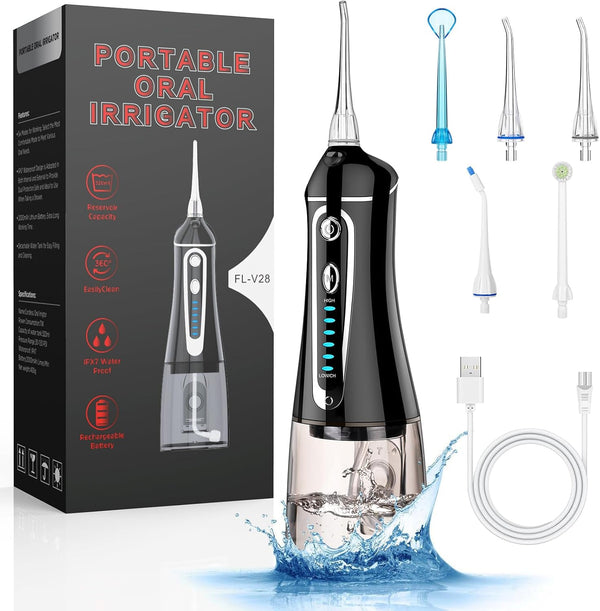 Cordless Water Flosser for Teeth, Rechargeable Oral Irrigator with 7 Clean Settings, Portable Dental Flosser for Braces