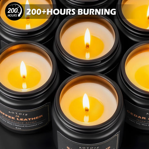 Set, 9 Pack 36 oz 200+ Mens Scented Candle Gift Candles for Men, Soy Candle, Hours Burn Time, Aromatherapy Gifts