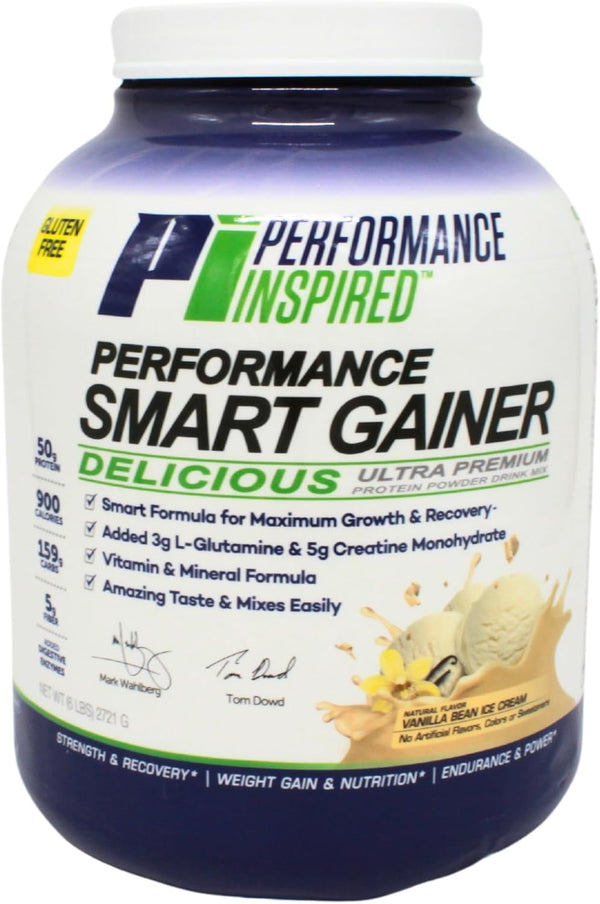 Performance Inspired Nutrition Smart Mass Gainer - 50G Protein, L-Glutamine, Creatine, Fiber, Digestive Enzymes,