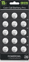 POWEROWL High Capacity CR1220 Battery (15-Pack) 3v Lithium Batteries, 10 Years Leak-Free