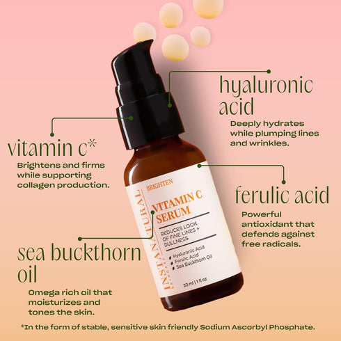 InstaNatural Vitamin C Face Serum - Brightens, Hydrates, Reduces Signs of Aging, 1 FL Oz