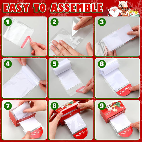 Resholder 9 Pack 200 Set Christmas Money Box for Cash Gift Pull Surprise Money Holder Gifts with Transparent Bill