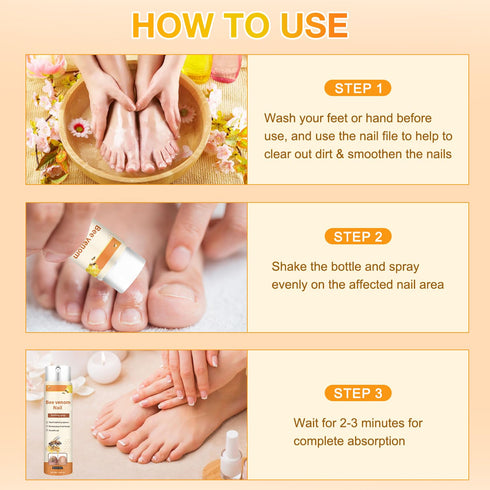 Plresen 0.68 Oz (2PCS) Bee Venom Nail Soothing Spray, Toe Nail Treatments for Damaged Nails, Nail care, Safely