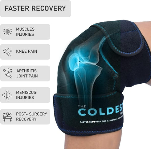 The Coldest Knee Ice Pack Wrap - Hot and Cold Therapy, Reusable Compression for Injury Recovery, Bursitis, Arthritis