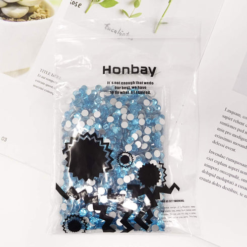 Honbay 1440PCS 5mm ss20 Light Blue Sparkly Round Flatback Rhinestones Crystals, Non-Self-Adhesive