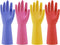 Rubber Kitchen Dishwashing Gloves - 4 Pairs Colorful Reusable Household Cleaning Gloves for Dishes