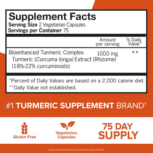 Qunol Turmeric Curcumin Supplement, 1000mg Turmeric with Ultra High Absorption, Joint Support, Extra Strength, 150