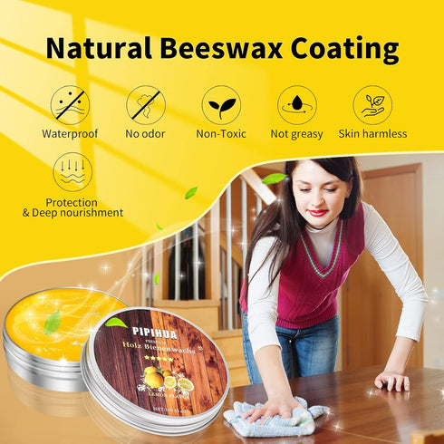PIPIHUA 2 PCS Beeswax Furniture Polish, Wood Seasoning Beeswax for Waterproof & Repair, Beeswax Polish with 3pcs