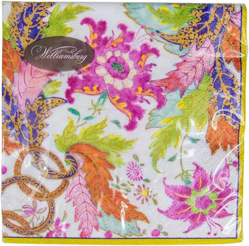Caspari Tobacco Leaf Ivory Paper Cocktail Napkins, Pack of 20