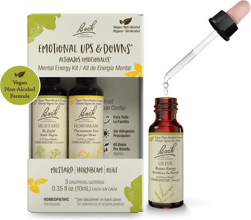 Bach Original Flower Remedies, Emotional Ups & Downs Trio Kit for Mental Energy, Natural Homeopathic Essence