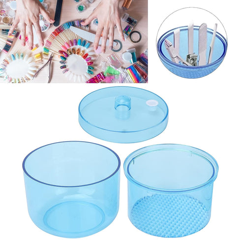 Portable Nail Art Cleaning Box, Nail Sterilizer Box for Manicure Tools, Cleaning Container for Accessories (Blue)
