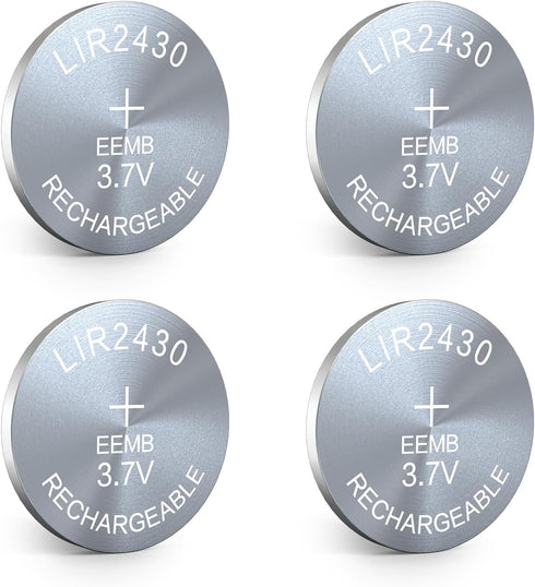 EEMB 4PACK LIR2430 Rechargeable 3.7V Lithium-ion Button Batteries for Earphone, Watch