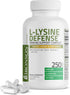 Bronson L-Lysine Defense Immune Support Complex 1500 MG - 250 Non-GMO Vegetarian Capsules with Olive Leaf, Garlic,