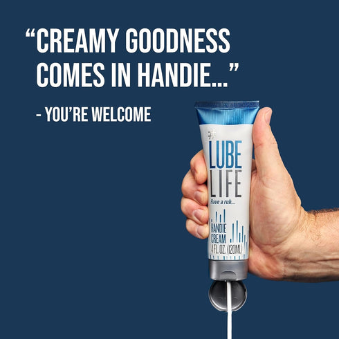 Lube Life Handie Cream, Water-Based Lube for Men and Couples, Made with Natural Ingredients, 4 Fl Oz