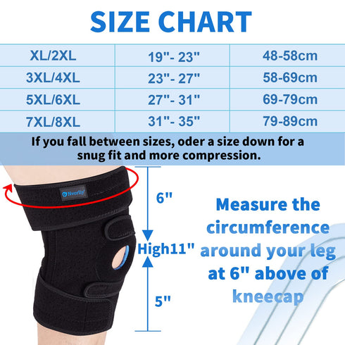 Nvorliy Plus Size Knee Brace for Pain Relief, Extra Large Adjustable Support for Women and Men, Stabilizers for Injury