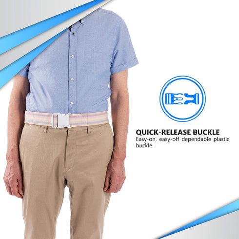 NYOrtho Adjustable Plastic Buckle Gait Belt, 72" Machine Washable Durable Material, Latex Free, Pastel