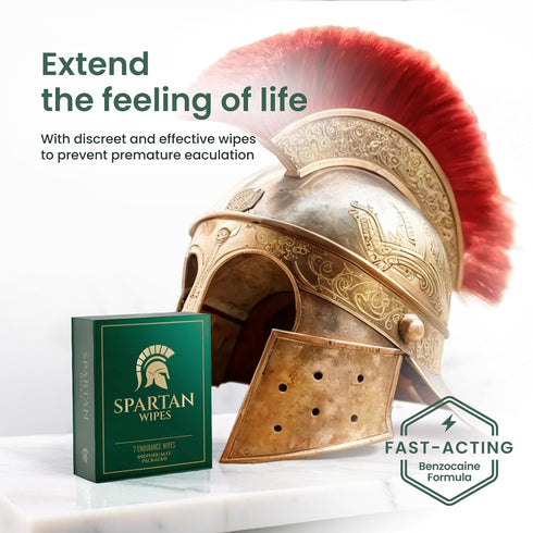 SPARTAN WIPES 7% 7 Packets Benzocaine Topical Wipes for Men | External Use | Gentle Formula | Individually Wrapped
