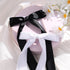 VOBOBE 4PCS Hair Bows for Women Girls, Black White Satin Tassel Bowknot Hair Clips Barrettes with Long Tail