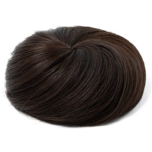 SARLA Dark Brown Hair Buns Extension, Drawstring Updo Donut Chignon, Straight Synthetic Fake Bun for Women