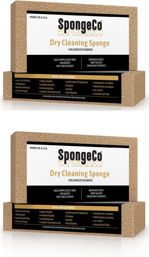 Dry Cleaning Soot Eraser Sponge - 2 Pack, Pet Hair, Smoke, Soot, Dust Remover, All Natural Latex Rubber