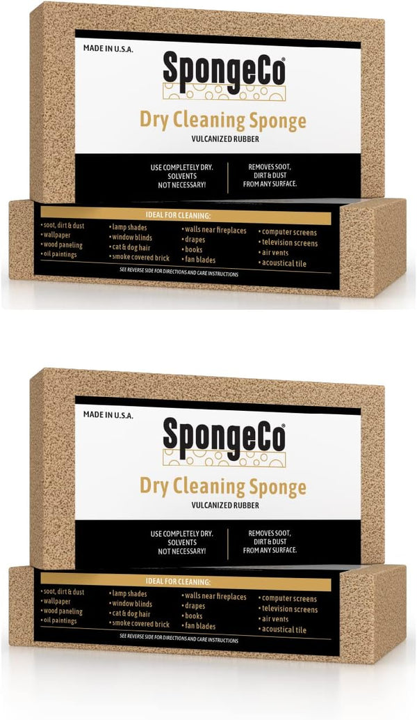 Dry Cleaning Soot Eraser Sponge - 2 Pack, Pet Hair, Smoke, Soot, Dust Remover, All Natural Latex Rubber