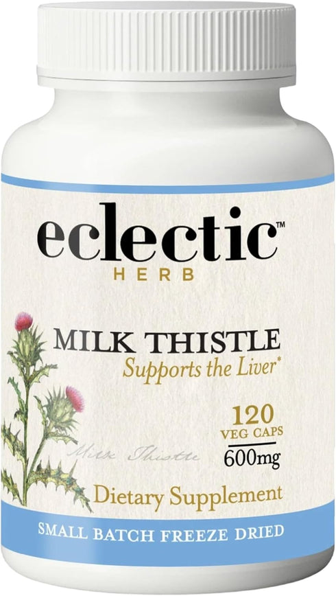 Premium Freeze Dried Milk Thistle Capsules, Eclectic Herb, Liver Support, 120 CT, 600 mg