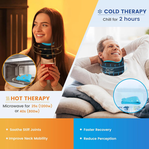 Pack Pack Soft Neck Brace with Hot and Cold Gel Adjustable Cervical Collar for Men & Women, Breathable Neck Support