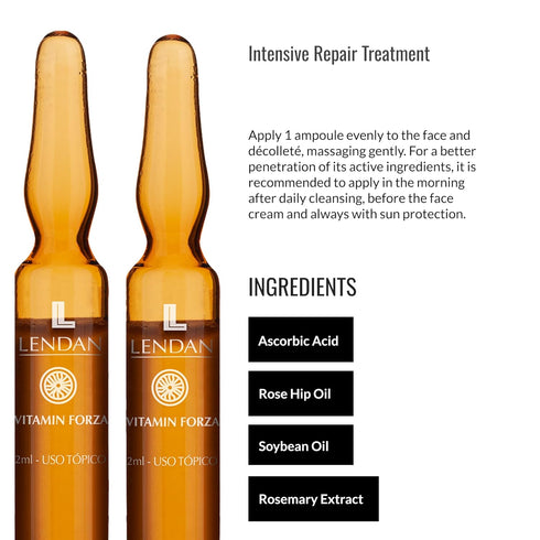 Lendan 12 2 ml - Vitamin C Ampoules - x - Intensive Radiance Treatment - Helps Promote Skin Radiance and Smoothness