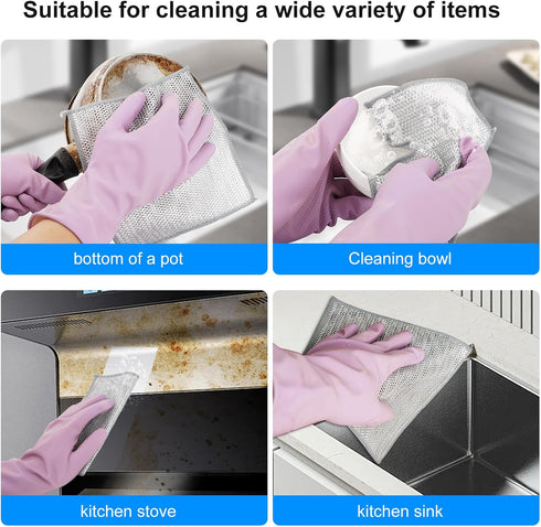 20 Pcs Non-Scratch Wire Dishwashing Rags, Multipurpose Cleaning Cloths for Kitchen, Tableware, and Metal