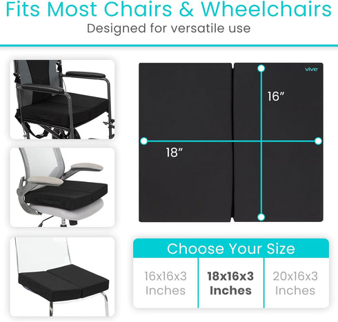 Tailbone Vive Orthopedic Seat Cushion - Folding Wheelchair Cushion - for Stadium, Car, Office Chair Seat - Portable
