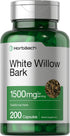Horbaeach White Willow Bark Capsules, 1500mg, 200 Pills - Max Strength, Non-GMO, Gluten Free Herb Extract