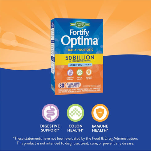 Nature's Way Fortify Optima Daily Probiotic, 30 Vegan Capsules for Digestive & Immune Health