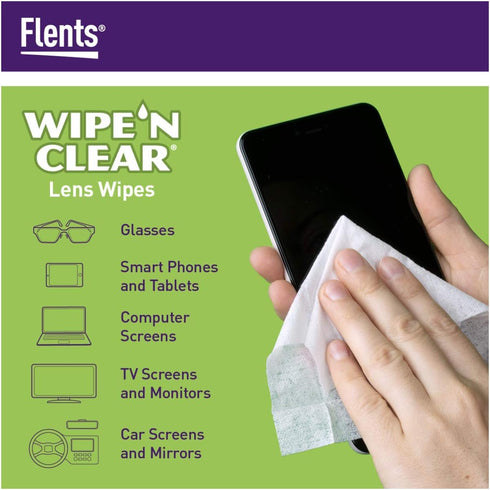 Flents Eyeglass Cleaner Lens Wipes, 225 Count (3 Boxes of 75), Pre-Moistened Cleaning Cloths for Glasses & Screens