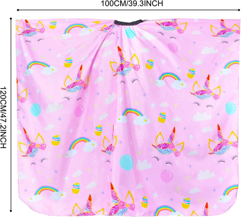Kids Haircut Cape: Waterproof Barber Cape Cover, Unicorn Hair Cutting Cape for Girls with Adjustable Snap Closure